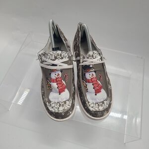 Christmas Holiday Snowman Laced Sneakers size US Size 9.5 Eur Size 41 Women EUC